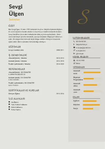 Sekreter CV Örnekleri cv indir